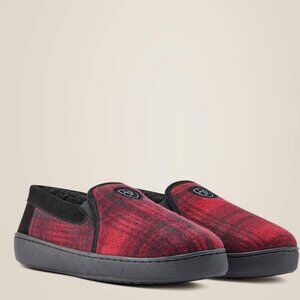 Ariat Lincoln Slippers Men Sz. 12 Red Plaid Lined AR2835 New In Box - Gift Tin